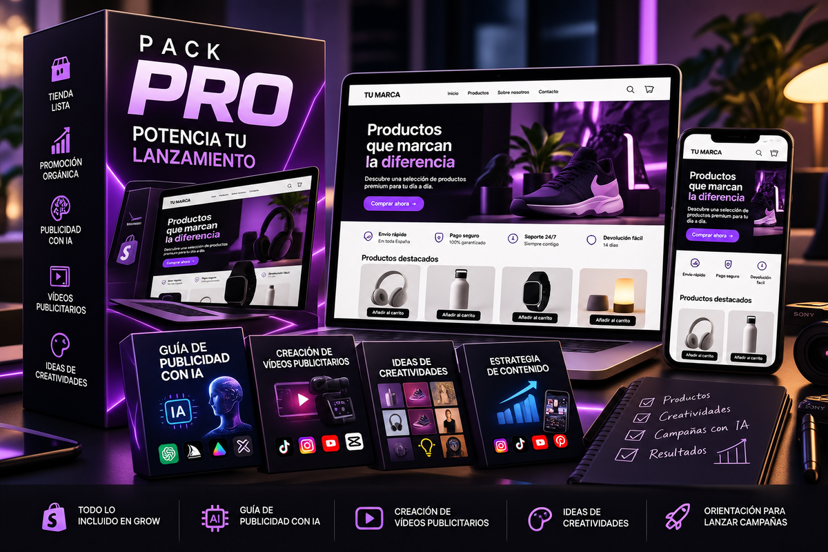 Pack Pro — Tienda + Promoción + IA